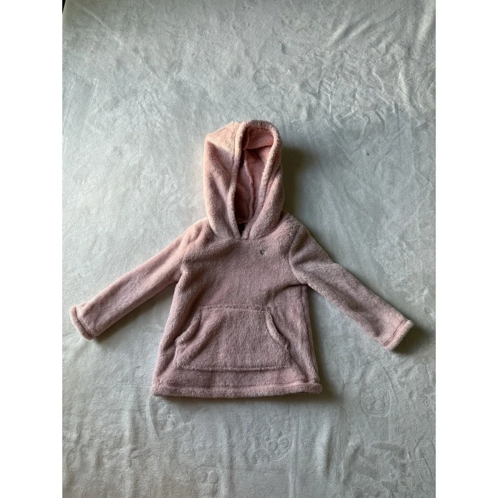 CARTER'S LOT OF 2- Pink Faux Fleece Fur hoodie & White‎ Button Up top 18 Months